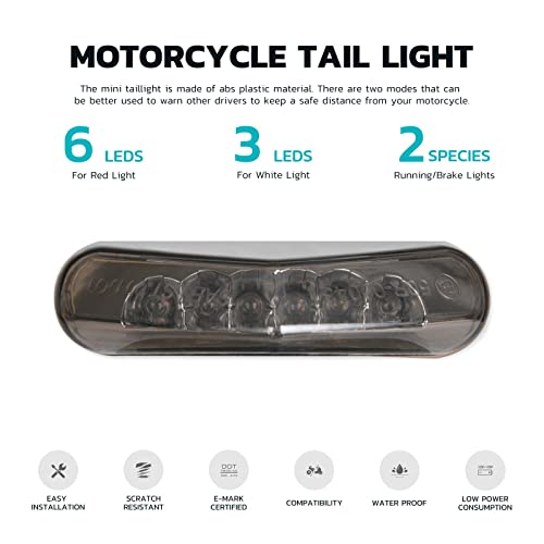 Motorcycle Led Brake Tail light License Plate Light 12V Universal Motorcycle Stop Running Lights for Quad ATV Dirt Bike Custom Chopper Street Bike - color: Smoke Lens#2