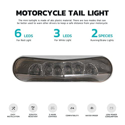 Motorcycle Led Brake Tail light License Plate Light 12V Universal Motorcycle Stop Running Lights for Quad ATV Dirt Bike Custom Chopper Street Bike - color: Smoke Lens#2