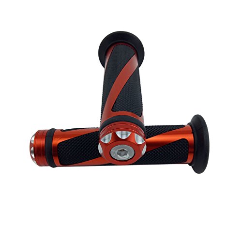 Universal Motorcycle Rubber Gel Handlebar Hand Grips for 7/8" Bar End Handle Bars Sports Bikes - color: Orange