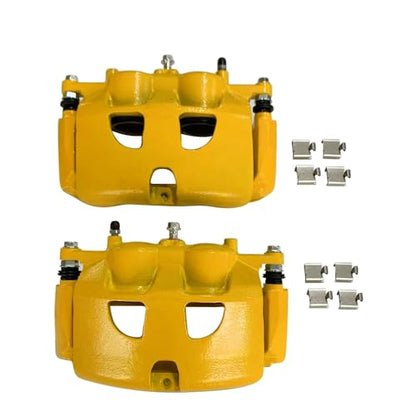 18B5404 18B5405 Yellow Front Dual Piston Brake Calipers with Bracket Set