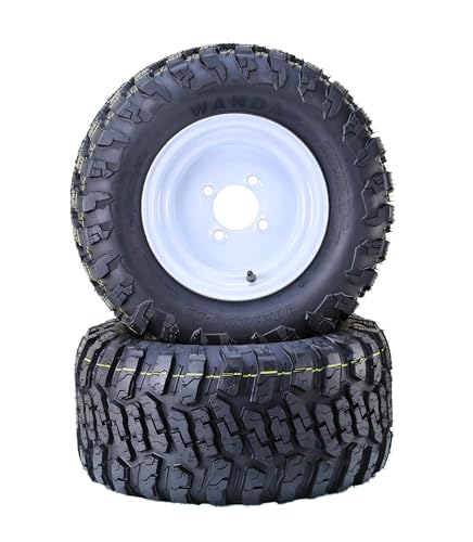 WANDA Golf Cart ATV Tire Wheel 20X10-10 4-Ply with 4X4" White Rim-14054,PK2 - color: White, size: 22X10-10