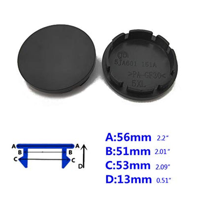 4 Pcs/Set Black/Silver 56mm Universal Car Wheel Center Hub Caps ABS Caps Vehicle Decor