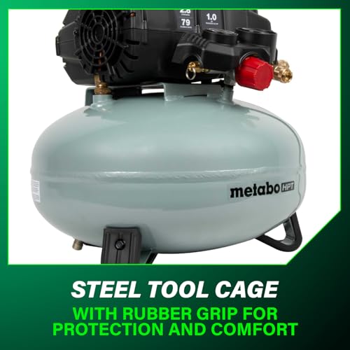 Metabo HPT Pancake Air Compressor, 6-Gallon 165PSI, Portable Air Compressor with 1.0 HP Oil-Free High Efficiency Motor, Lihghtweight, Quick Couplers for Fast Tool Changes, EC711S - style: 6-Gallon Pancake, 165 PSI