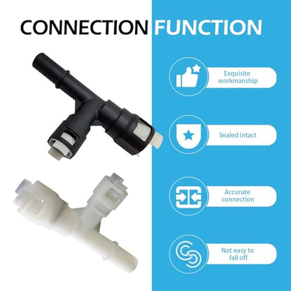 2 PCS Car Heater Inlet Hose Tee Connector, Three-way Cooling Water Pipe Joint, Replace# 15055343 15055342, Compatible with Cadillac Escalade Silverado Suburban GMC (Black & White)