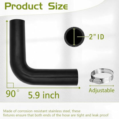 2" ID 90 Degree Coolant Radiator Hose, 5.9” Leg Length, Heavy-Duty 3-Ply Reinforced Silicone Elbow Coupler Hose for Turbo Intake, Cooling System, Marine & Industrial Use - style: 90 Degree
