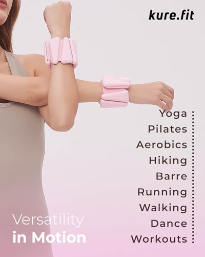 Pilates Wrist & Ankle Weights | Adjustable Weighted Bangles | 1/2/3LB Each - color: Pink, size: 2 LB