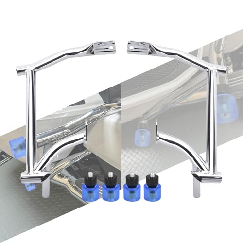 Saddle Bag Guards Crash Bars Chrome Fit for Harley Touring Street Glide FLHX Road Glide FLTRX Road King FLHR Electra Glide Ultra 09-2025 (Saddlebag Guards with Blue Decorative Wheel) - style: Saddlebag Guards with Blue Decorative Wheel