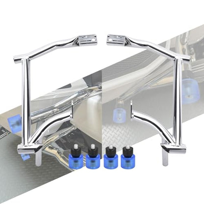 Saddle Bag Guards Crash Bars Chrome Fit for Harley Touring Street Glide FLHX Road Glide FLTRX Road King FLHR Electra Glide Ultra 09-2025 (Saddlebag Guards with Blue Decorative Wheel) - style: Saddlebag Guards with Blue Decorative Wheel