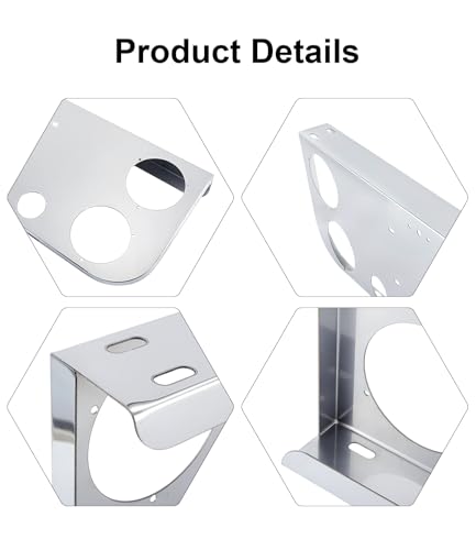Tail Light Panel Stainless Steel Chrome Finish with Four 4.49" and Four 2.31" Round Light Cutouts(8 Holes), Rear Center Light Panel for Semi Truck Trailers - style: 4x4.49" & 4x2.31" Round Holes