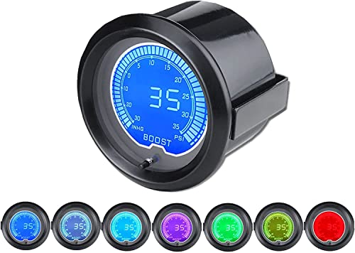 7 Color LED Turbo Boost Gauge 30 PSI 52mm for Car Truck