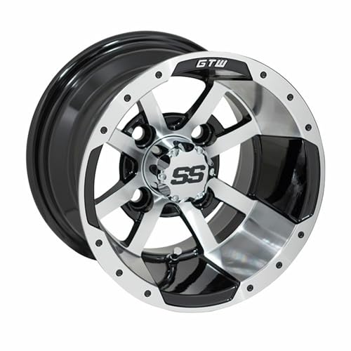 GTW Storm Trooper Aluminum Golf Cart Wheel (Sold as Single Unit) - color: Machined Silver/Black