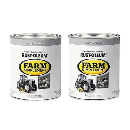 Rust-Oleum Farm & Implement Gray Primer Paint - color: Gray Primer, size: 32 Ounce (Pack of 2)