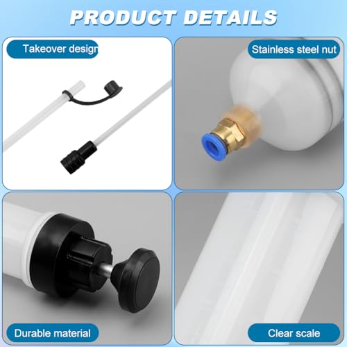 Manual Oil Extractor Pump Fluid Transfer with 23.6 inch Rubber Hose for Automotive Fuel Brake Fluid Suction (200 CC)