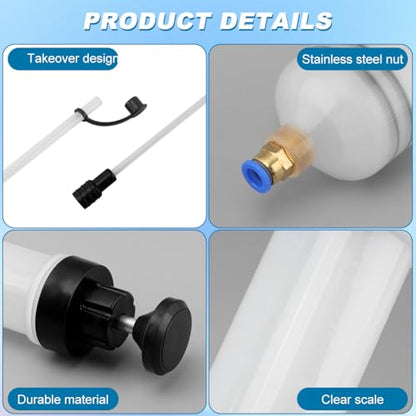 Manual Oil Extractor Pump Fluid Transfer with 23.6 inch Rubber Hose for Automotive Fuel Brake Fluid Suction (200 CC)
