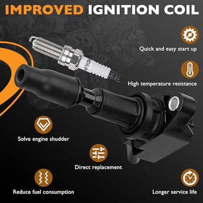 UF764 Ignition Coil Pack & Iridium Spark Plug Fits Hyundai Kia Genesis