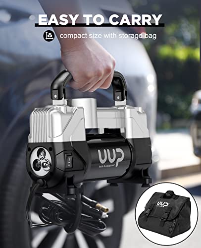 UUP Portable 12V Air Compressor, 150 PSI Tire Inflator with Dual Cylinders - color: Black1