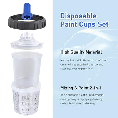 HVLP Spray Gun Kit, 4 Nozzles & 10 Disposable Paint Cups for Auto - color: BLUE