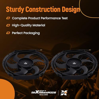 maXpeedingrods 2X 10 inch Universal Slim Fan Push Pull Electric Radiator Cooling 12V Mount Kit - size: 10 inch