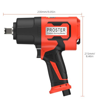 Proster 1" Air Impact Wrench - 2400ft-Lbs Torque 7000RPM w/ 32/33mm Sockets - size: 1 Inch