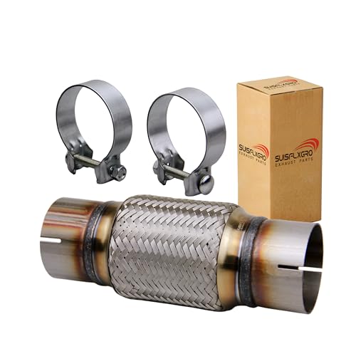 Exhaust Flex Pipe Universal Type 100% Stainless Steel For Heavy Duty and Cars ((1 PC, 3.0X6X10 Clamps) - size: 3.0X6X10 Clamps