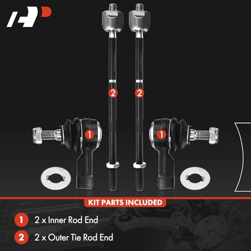 A-Premium Front Inner & Outer Tie Rod End Kit, Compatible with Chevrolet