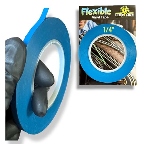 LiME LiNE Flexible Vinyl Fine Line Masking Tape for Automotive Custom Paint, No Residue Fineline Blue 1/4",1/8", 1/16" (1/4") - color: 1/4"