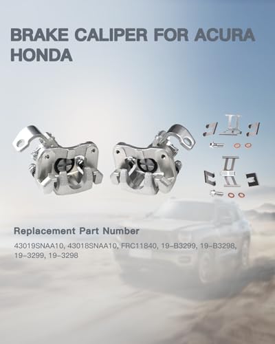 Rear Disc Brake Caliper Left & Right, Compatible with 2006-2015 Honda Civic EX(L) Si, 2009-2015 Civic Hybrid(L), Civic MUGEN Si, Acura ILX, Rear Driver & Passenger Side, Replace 19B3299/98 - size: 19B3299-L&R