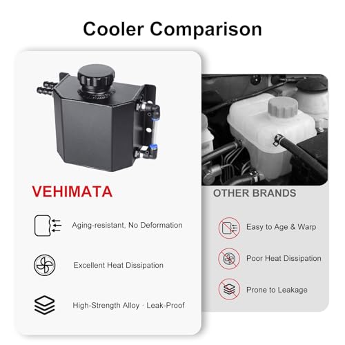 Coolant Reservoir Tank, 1L Aluminum Radiator Overflow Tank Black - color: Black, size: 1L