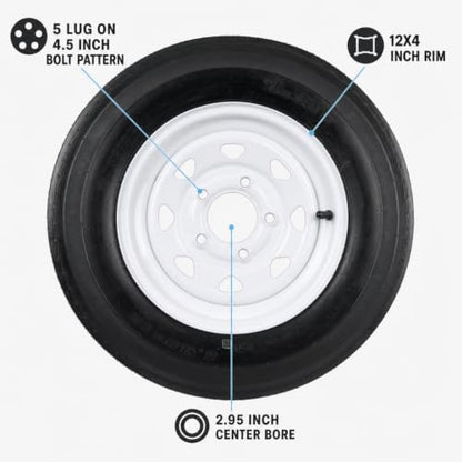 eCustomrim 2-Pack Trailer Tire Rim Assembly 5.30-12 530-12 12 Inch 5 Lug