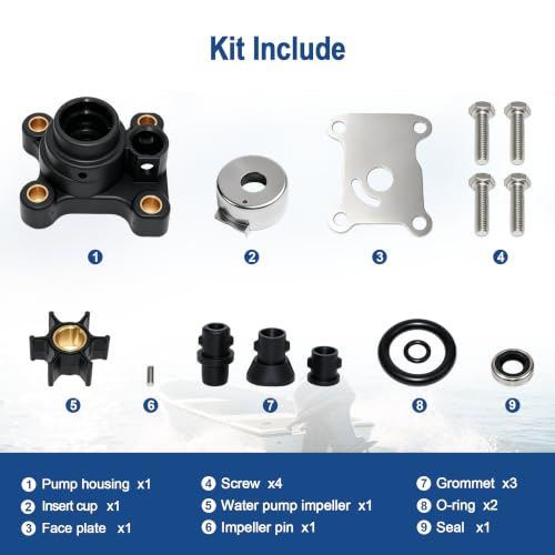 MARKGOO Water Pump Repair Kit 394711 for Johnson Evinrude Outboard 8-15 HP - color: 394711 fits 8 9.9 10 15HP