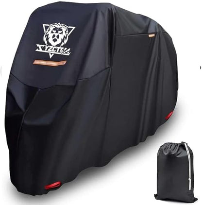 XYZCTEM Motorcycle Cover -Waterproof Outdoor Storage Bag, up to 116 inch - size: 116"