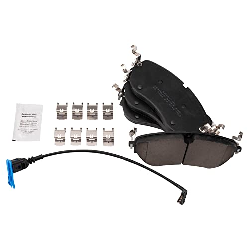 TRQ Front Brake Pads Ceramic Hardware Wear Sensor - color: Ceramic, size: BFA11076