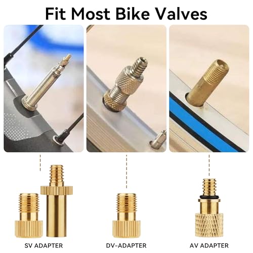 DDJ Bicycle Presta Schrader Valve Adapter, Brass DV AV SV Converter, Air Chuck Quick Connect, Inflation Needle, Air Pump Needle Set Suitable for All Bicycles, Sports Balls and Inflatable Equipment