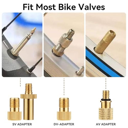 DDJ Bicycle Presta Schrader Valve Adapter, Brass DV AV SV Converter, Air Chuck Quick Connect, Inflation Needle, Air Pump Needle Set Suitable for All Bicycles, Sports Balls and Inflatable Equipment