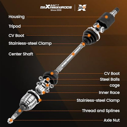maXpeedingrods Pair Front Left and Right CV Axle Assembly for Nissan Rogue - size: 66-6285-LR