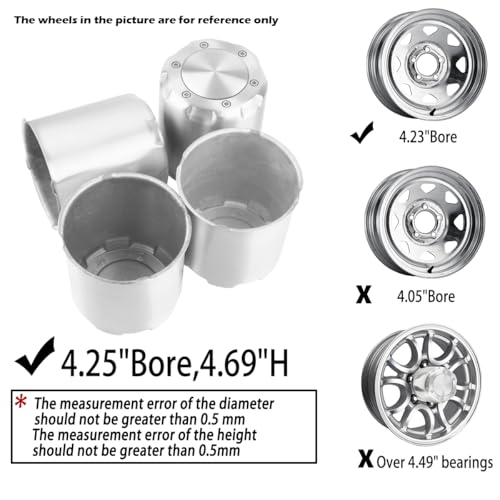 4Pcs 4.25" OD 4.65" H Gear Style Trailer Wheel Center Caps for Rim - size: 4.25" OD 4.65" H