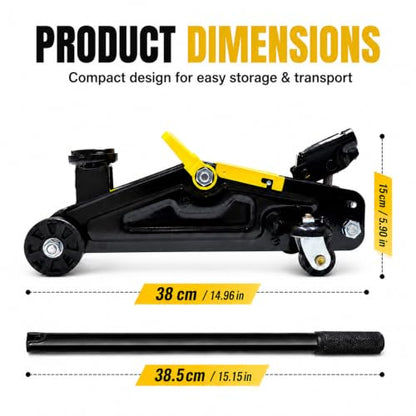2 Ton Low Profile Hydraulic Floor Jack, Single Piston Heavy Duty Steel Car Jack, 4000LBS, Lift Range 5.7" to 10.8", for Sedan, SUV, MPV and Standard Pickup, Garage Tire Repair - size: 2T