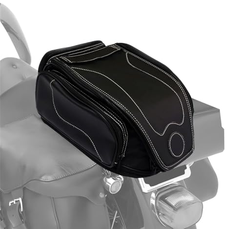 MZS Motorcycle Tail Bag, 18-26L Expandable Retro Travel Luggage Storage - size: 26L