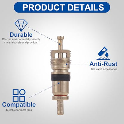 7001 Large Nickel Plated Brass Tire Valve Core for Agricultural and Specialty Vehicles Heavy Duty, Durable and Reliable Tire Inflation Solution, Length 1.04'', Dia 0.3'', Pack of 15 - size: 7001 15pcs