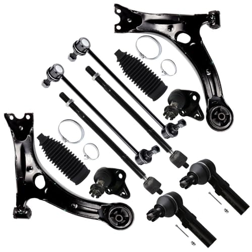 12-PC SET Front Suspension Kit w/Lower Control Arm for Toyota Corolla - color: Control Arm+Tie Rod+Sway Bar+Ball Joint, size: For Toyota Corolla