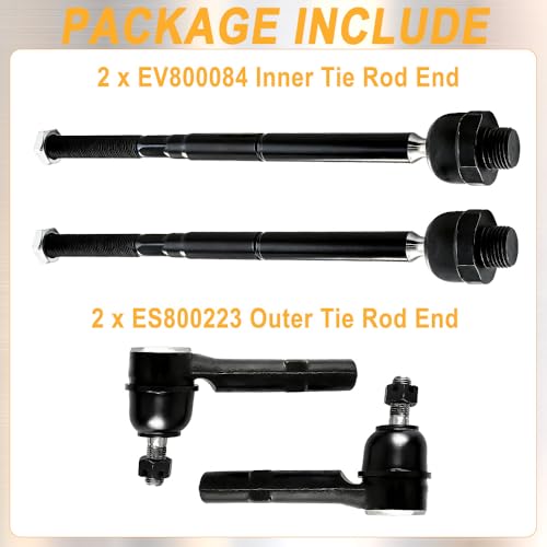4Pcs Front Inner and Outer Tie Rod Ends Kit Fits for 2007-2013 Chevy Silverado Suburban 1500 Tahoe Avalanche, GMC Sierra Yukon XL 1500, Cadillac Escalade ESV EXT, Replace EV800084 ES800223 - size: EV800084-800223X2
