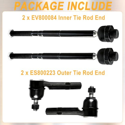 4Pcs Front Inner and Outer Tie Rod Ends Kit Fits for 2007-2013 Chevy Silverado Suburban 1500 Tahoe Avalanche, GMC Sierra Yukon XL 1500, Cadillac Escalade ESV EXT, Replace EV800084 ES800223 - size: EV800084-800223X2
