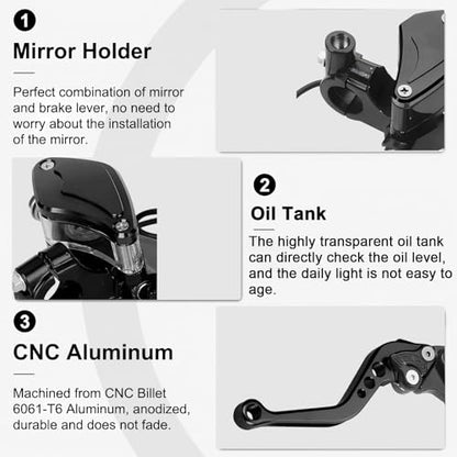7/8" 22mm Motorcycle Brake Lever Clutch Master Cylinder Lever Set - color: Black