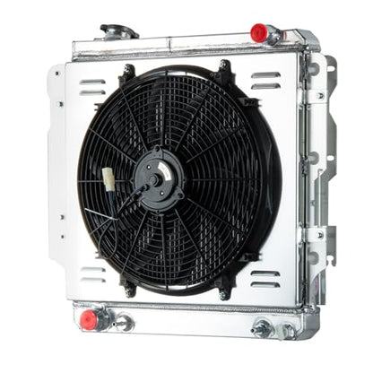 Radiator Shroud 16" Fans for Jeep Wrangler TJ YJ 1987-06 2.4L/2.5L L4 4.0L/4.2L L6 GAS Aluminum Radiators 87 1988 1989 1991 1990 1995 2000 2001 2003 2005 2006 3 Row Core Aluminum Radiator