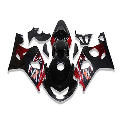 YTL Red Black Full Fairing Fit for Suzuki 2004-2005 GSXR 600/750 - color: 014 Red Black