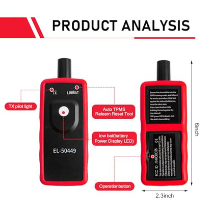 EL-50449 TPMS Relearn Reset Tool, Tire Pressure Sensor Monitoring and Activation Tool, Universal for Most Cars, Trucks, SUVs (Black)