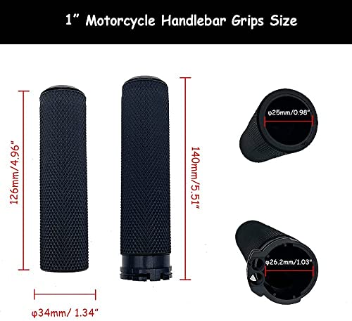 Motorcycle 1" Handlebar Grip Handgrips Fit for Harley Touring Sporster Dyna Softail V-Rod 1 Pair