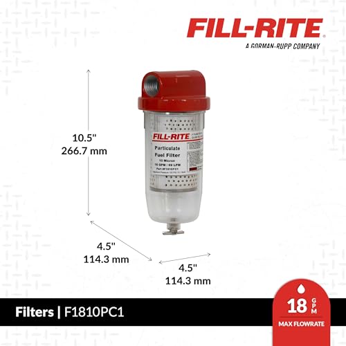 Fill-Rite F1810PC1 10 Micron Particulate 25 GPM Clear Bowl Fuel Filter with 1" Filter Head - style: 25 GPM Particulate Clear