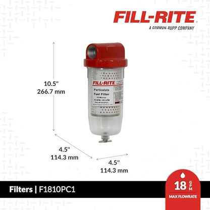 Fill-Rite F1810PC1 10 Micron Particulate 25 GPM Clear Bowl Fuel Filter with 1" Filter Head - style: 25 GPM Particulate Clear