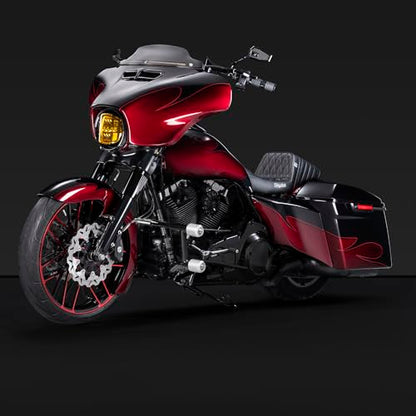 Advanblack Protek Two Step Highway Peg Crash Bar with CNC Slider Fit for 2014-2025 Harley Touring Road Glide Street Glide Electra Glide – Engine Guard Performance Upgrade (Silver CNC) - color: Silver CNC